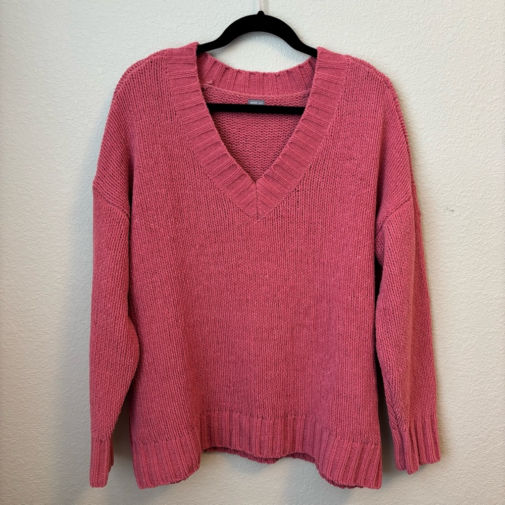 Aerie Pink Oversized Chunky Chenille Sweater